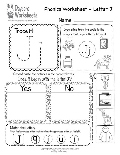 Phonics J Worksheet - Photos