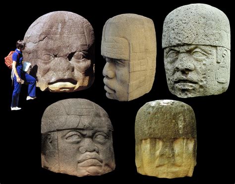 5 colossal Olmec heads from La Venta & San Lorenzo. South American Art ...