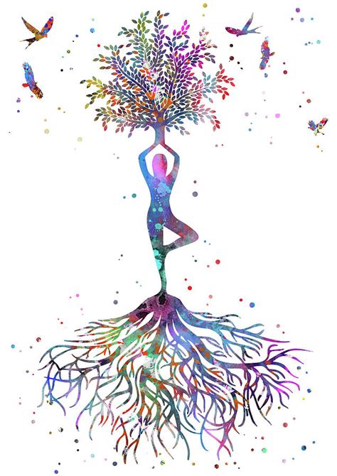 Yoga tree Painting by Art Galaxy - Fine Art America