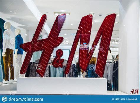 H and M Logotype in Central Athens Made from Multiple Led Lights ...