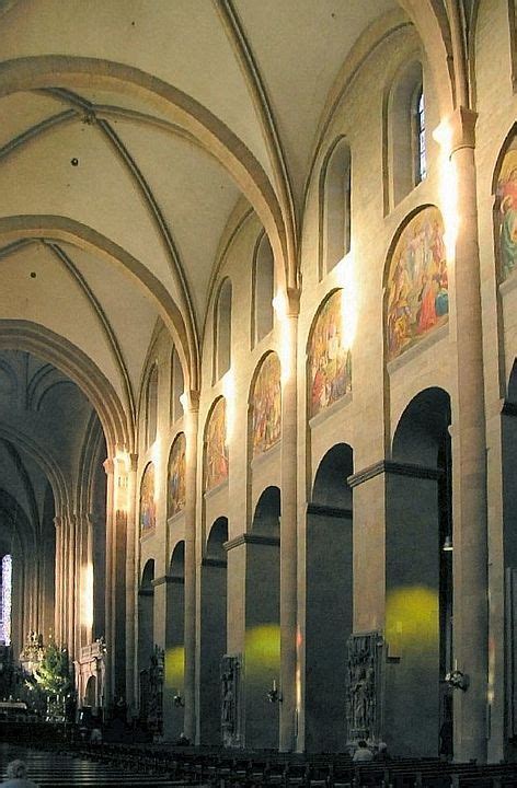 Mainz Cathedral, Germany, has rectangular piers and possibly the ...