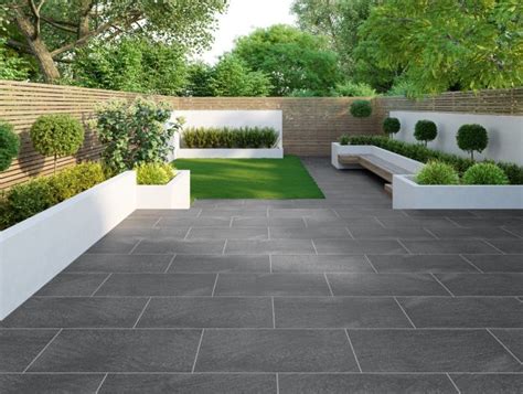 Granito Black Outdoor Matt Porcelain Slab Tile | Modern backyard landscaping, Patio garden ...