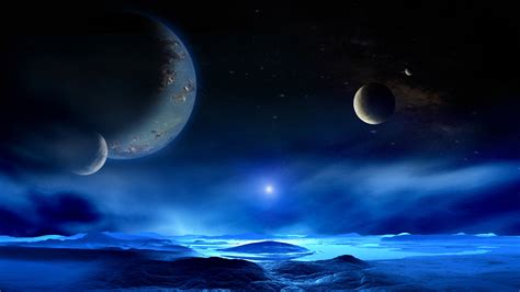 Image Stars Planets Surface of planets Space 3D Graphics 3840x2160