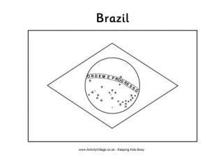 Printable Brazil Flag Coloring Pages