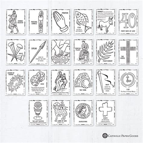 Catholic coloring pages lenten symbols bundle of 22 lent etsy – Artofit