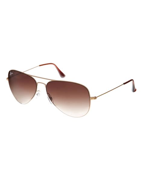 Ray-ban Matte Gold Aviator Sunglasses in Gold | Lyst