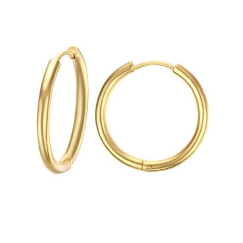 ISAACSONG - Women 14k Gold Endless Hoop Earrings, Gold Chunky Hoops, Cartilage Earrings, Helix ...