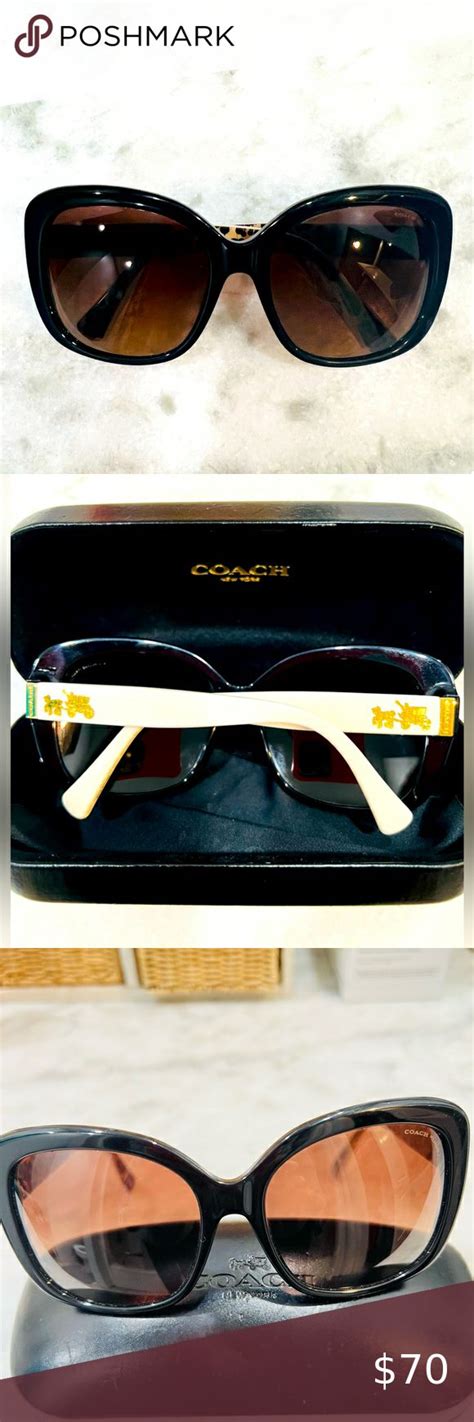 Coach womens sunglasses. Brown polarized lenses. Black front cream ...