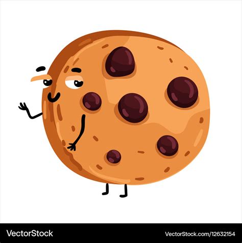 Funny chocolate chip cookie cartoon character Vector Image