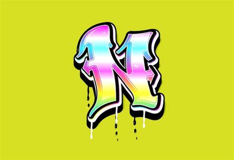 Premium Vector | N Pastel Graffiti Alphabet vector logo