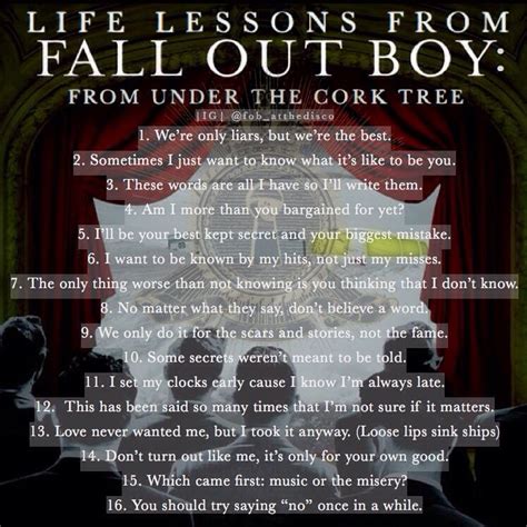 Fall Out Boy From Under the Cork Tree Life Lessons Fall Out Boy Lyrics ...