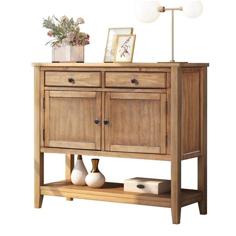 Rustic Style Modern Console Table 2 Drawers Large Cabinet Cupboard with ...