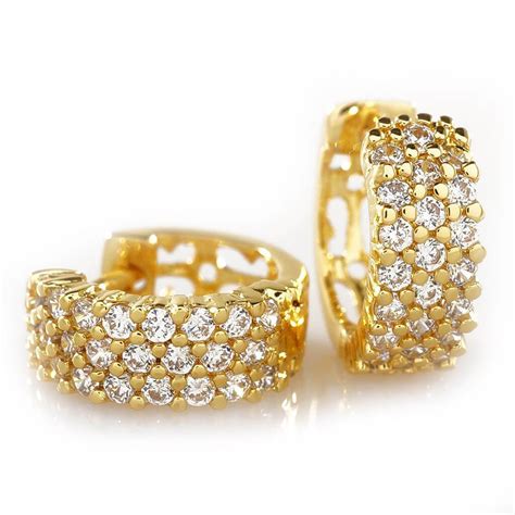 18K Gold 3 Row Huggie Hoop Earrings – Niv's Bling