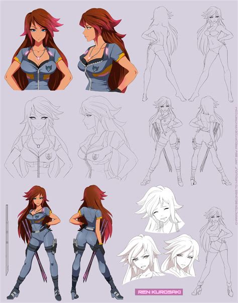 Female Anime Character Model Sheet