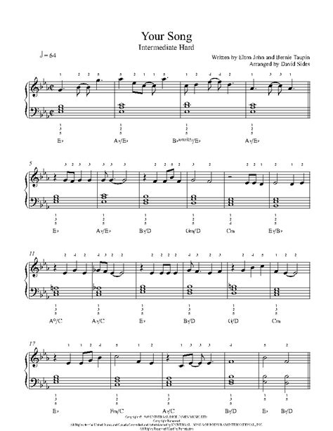 Your Song Elton John Chords Piano - Sheet and Chords Collection