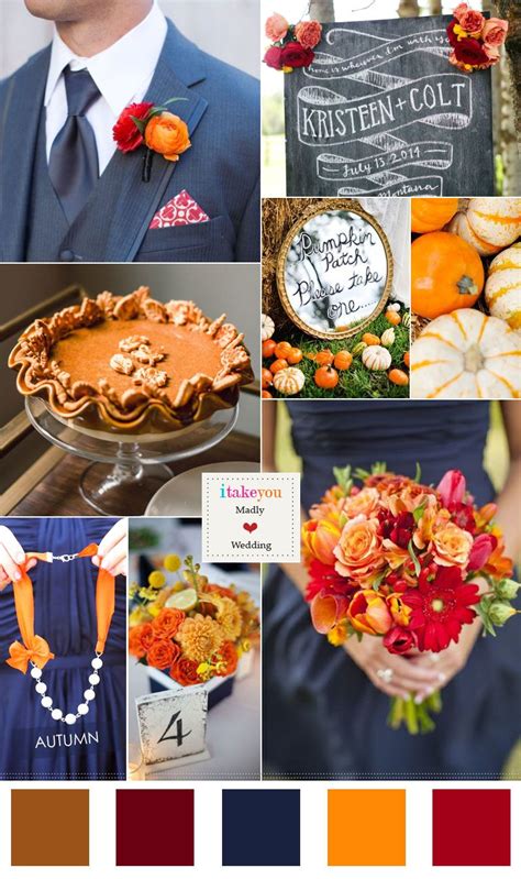 Orange navy blue wedding colour palette for Autumn wedding | Wedding colors blue, Wedding color ...