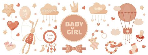 vector set pink toys for baby girl with lot of pretty decor 23429541 ...