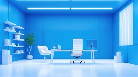 Premium Photo | Executive office set blue background