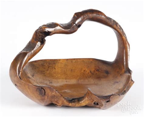 Burl basket, 6'' h., 9'' w. | Burl, Basket, Decorative bowls