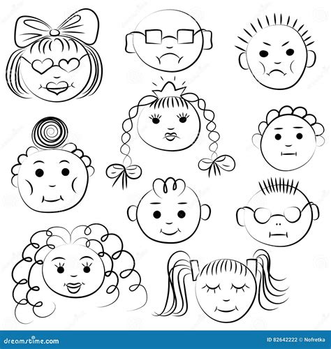 Cartoon Cute Faces Of Children,vector Cartoon Vector | CartoonDealer.com #21864593