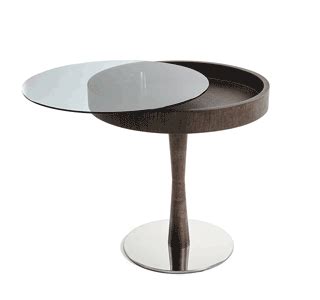 Modern Round Wenge Side Table with Swivel Glass Top and Storage Time