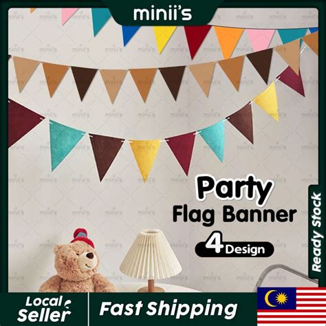 MINIIS PARTY Ins StyleTriangle Flag Party Flag Fabric Banner Triangle Bunting Party Flag Banner ...