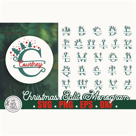 Christmas Split Monogram SVG Alphabet Christmas Tree - Etsy