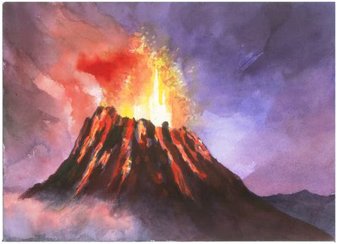 Volcano Eruption Painting at PaintingValley.com | Explore collection of ...