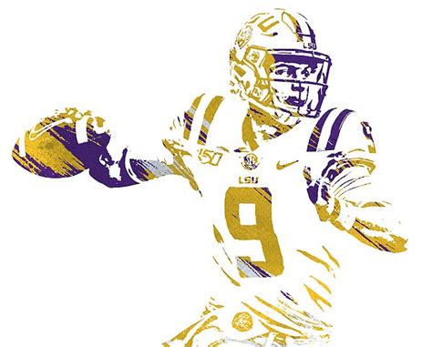 Joe Burrow Lsu Tigers Watercolor Strokes Pixel Art 1 by Joe Hamilton ...