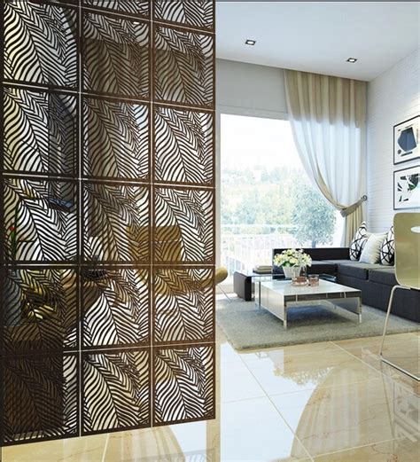 Buy Acrylic Wooden Texture Hanging Room Divider in Brown Colour Online ...