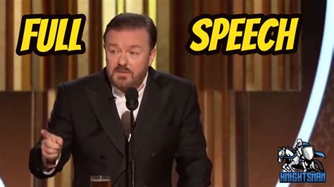 Ricky Gervais Golden Globes Speech 2020 Full Monologue - YouTube