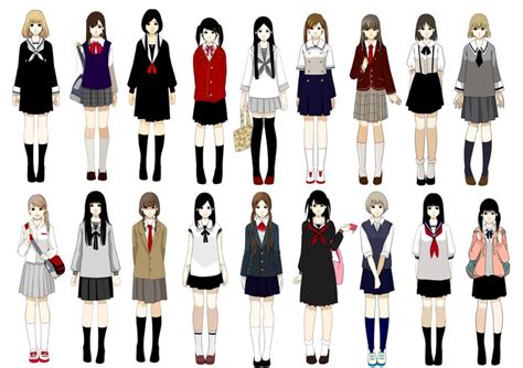 Various school uniforms including seifuku | School uniform anime, Anime ...