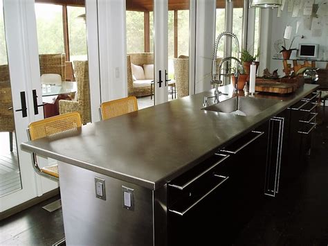 Custom stainless steel kitchen island countertop with an integral stainles… | Stainless steel ...