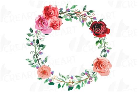 Floral wreath clip art, watercolor wreath with flowers png (106496 ...