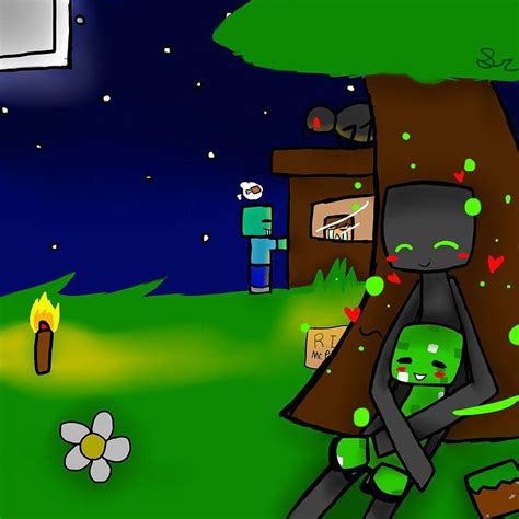 Of creeper girl and enderman boy kiss, minecraft creeper x enderman ...