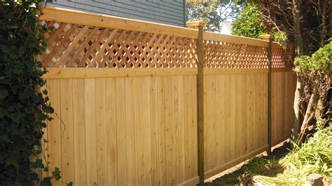 Lattice on 6' shiplap cedar boards. | Fence, Fencing companies, Dog fence