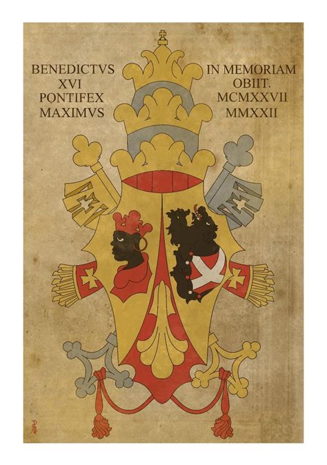 Coat of Arms of the Pope Benedict XVI illustrated by me. : r/heraldry