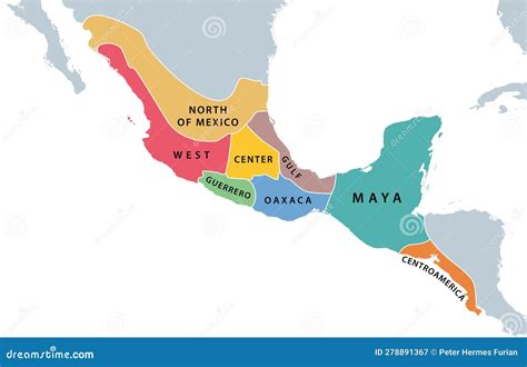 Mesoamerica And Its Cultural Areas, Map Of A Historical Region Cartoon Vector | CartoonDealer ...