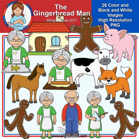 Clip Art - The Gingerbread Man - English Unite | Clip art, Art, Art bundle