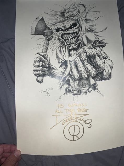 My signed Derek Riggs artwork : r/ironmaiden