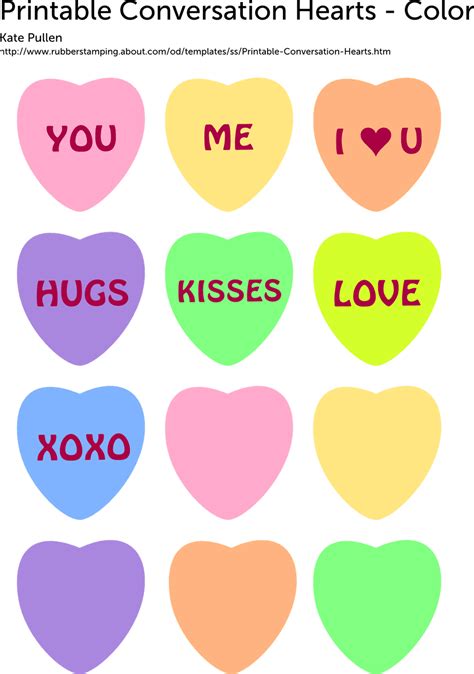 Free Printable Conversation Hearts for Valentine's Day