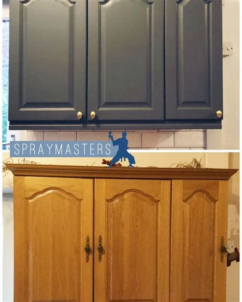 Spray Painting Kitchen Cabinets Cork / Blue & White Kitchen Cabinets ...