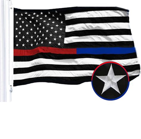 G128 - 3x5 feet, Thin Red & Thin Blue Line Flag | Embroidered 210D - Half Red Half Blue Stripe ...