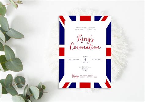 Coronation Party Invitation Template Printable Red White & - Etsy