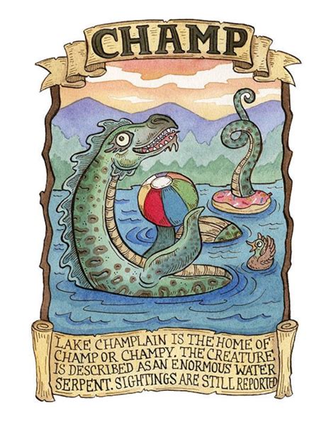 Champ Lake Champlain Monster Cryptozoology Art Print - Etsy