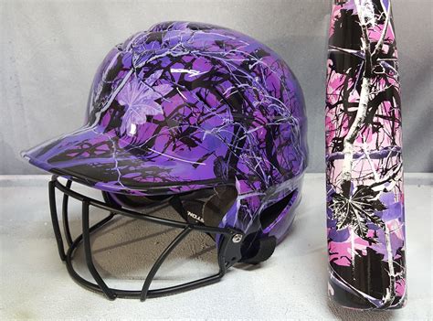 Custom hydro dipped girls baseball helmet in purple camo by Toxic ...