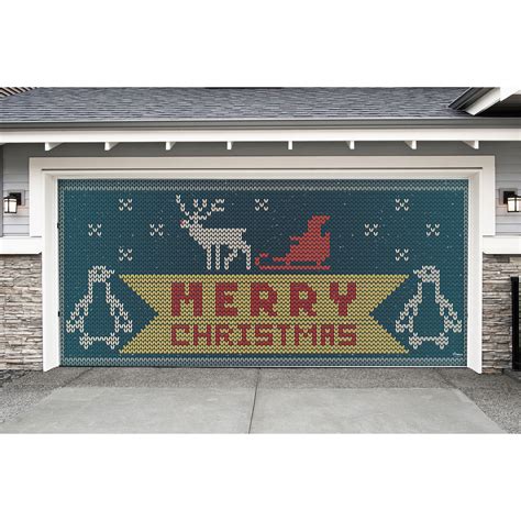 7' x 16' Yellow and Red "Merry Christmas " Outdoor Double Car Garage Door Banner - Walmart.com ...