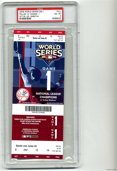 2009 World Series Full Ticket Game 1 PSA 8 - Tickets From The Past