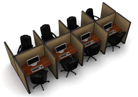 an office cubicle with four separate workstations