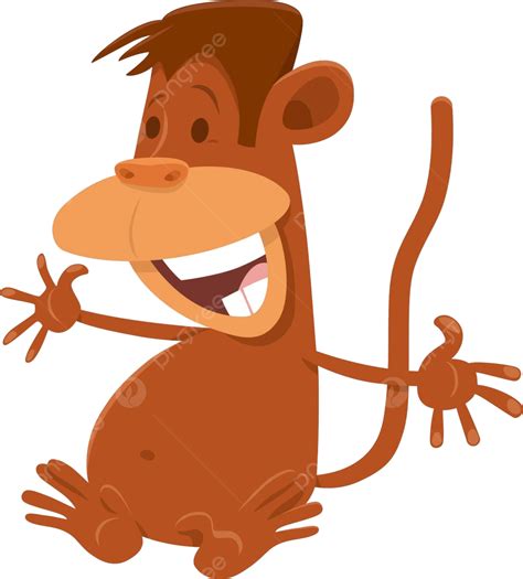Happy Monkey Comic Animal Cartoon Character Clip Art Funny Animal Vector, Clip Art, Funny ...